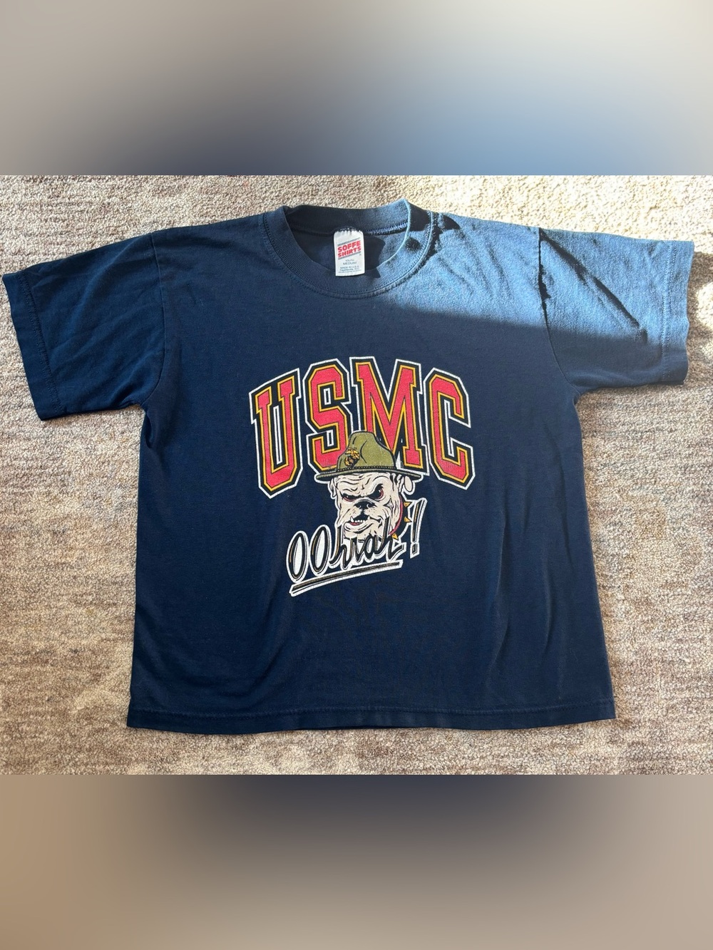 Soffe Navy USMC Tee with Red & Yellow Graphics